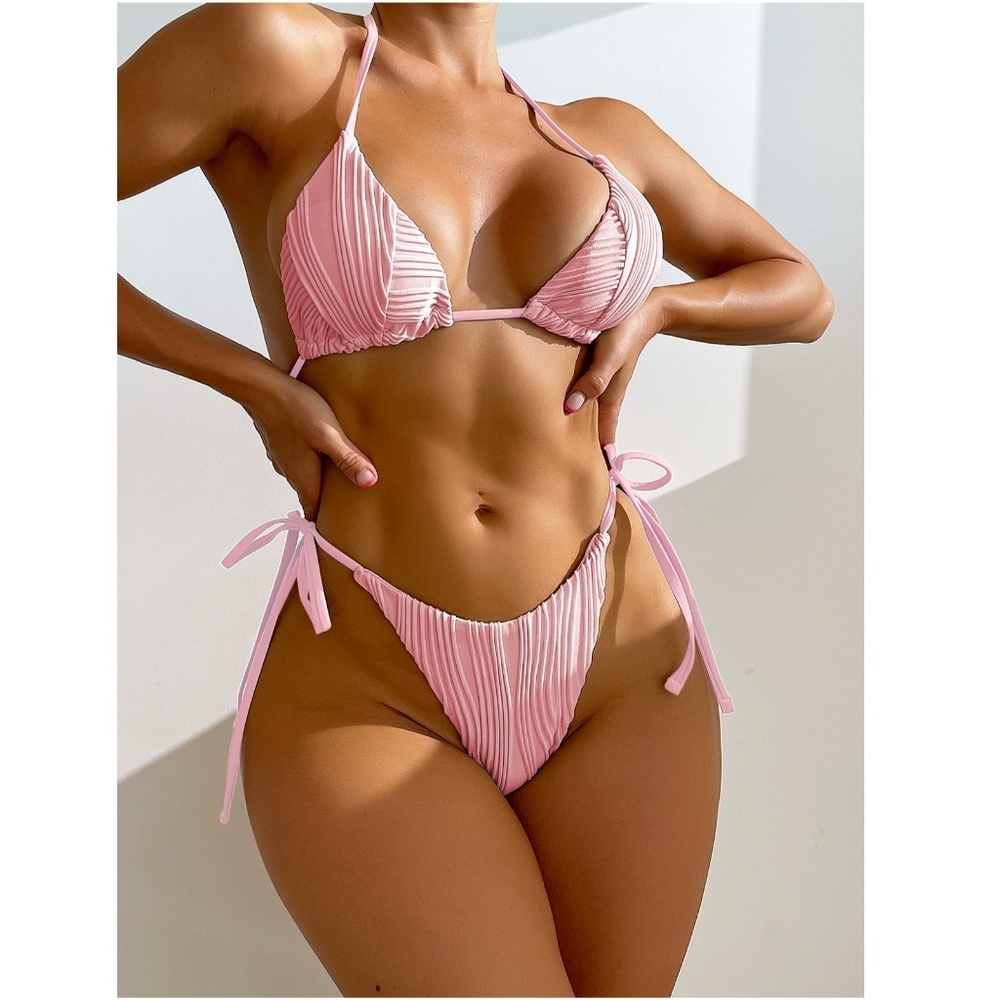 Pink Bikini Swimsuit Textured